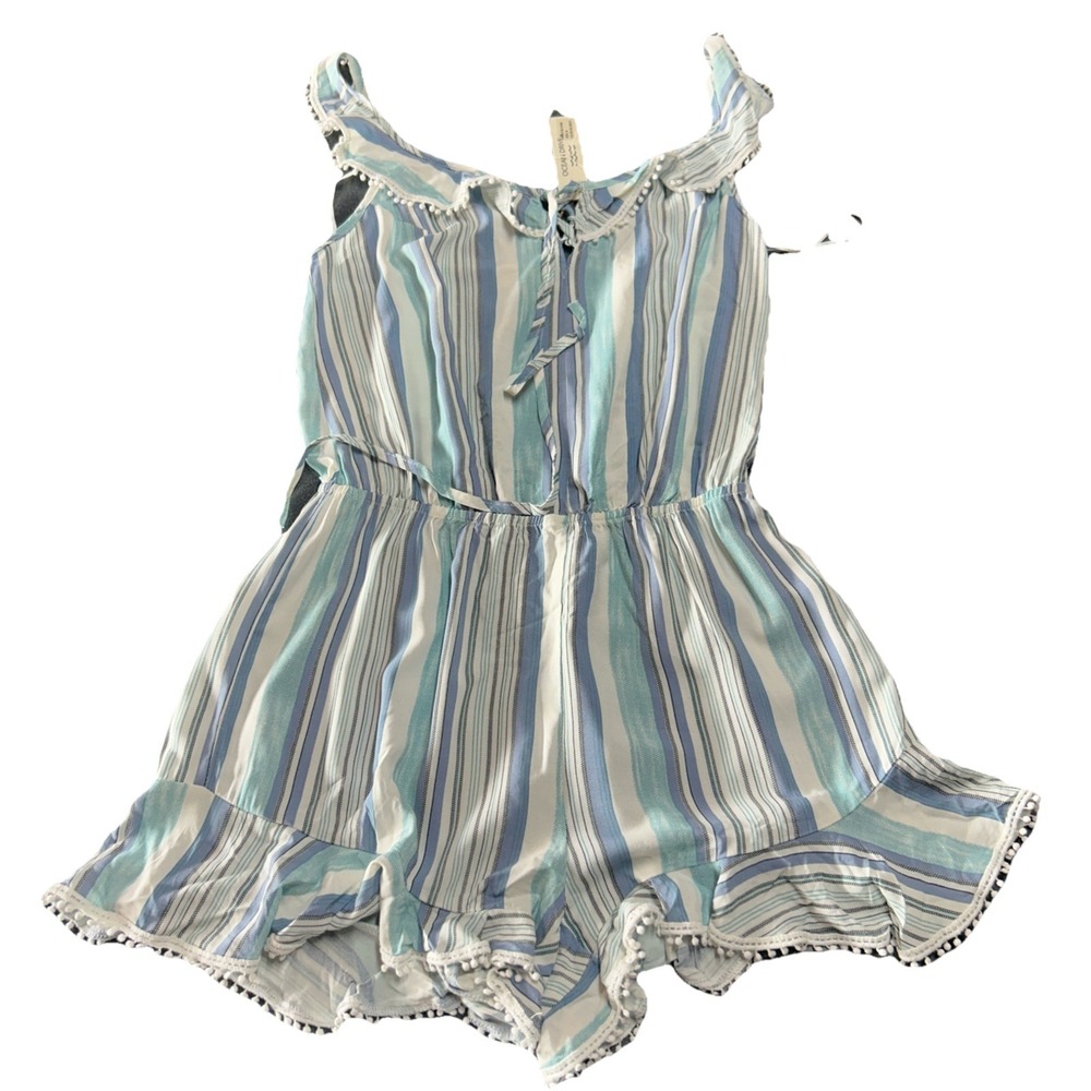 Ocean Drive Blue & White Striped Romper Shorts Light Lounge Favlux‎ Fashion M